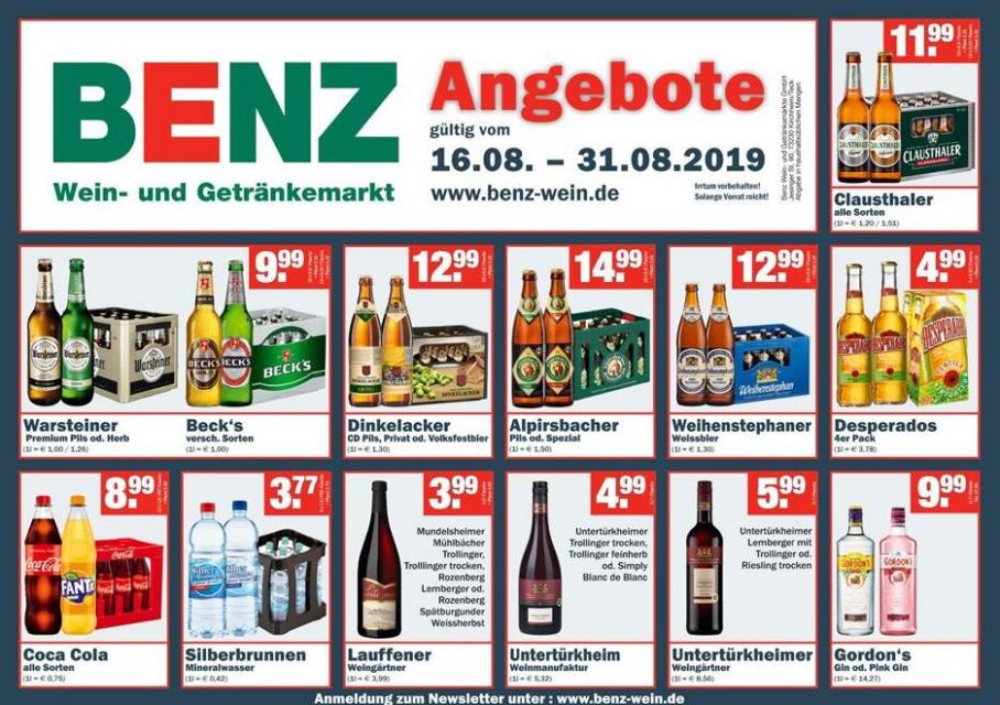 Angebote . Benz Getränke (2019-08-31-2019-08-31)