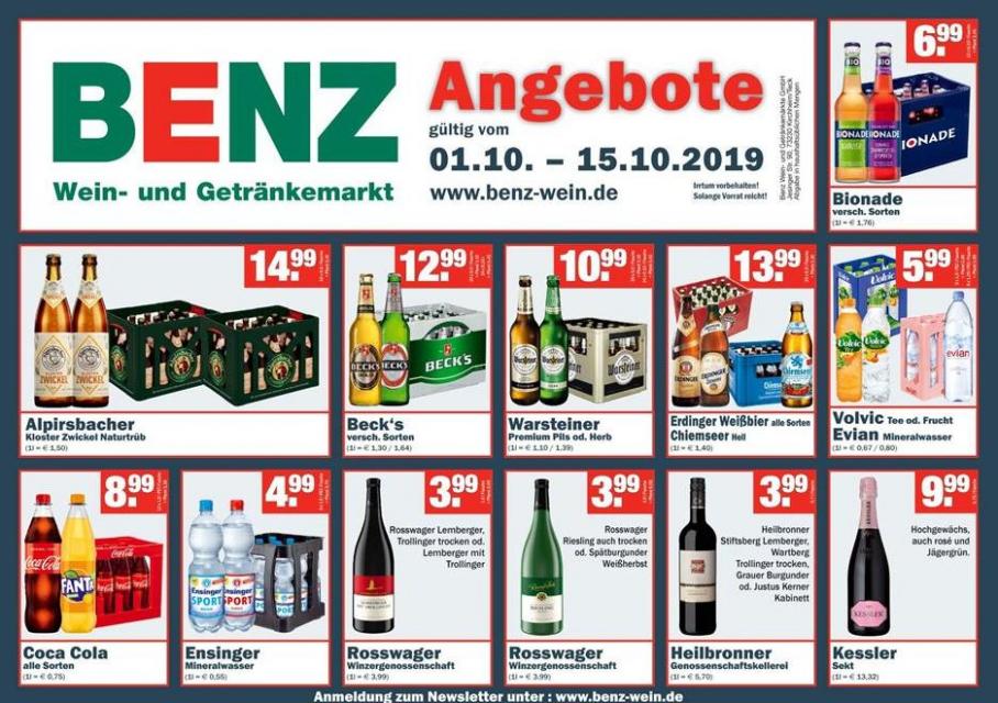 Angebote . Benz Getränke (2019-10-15-2019-10-15)
