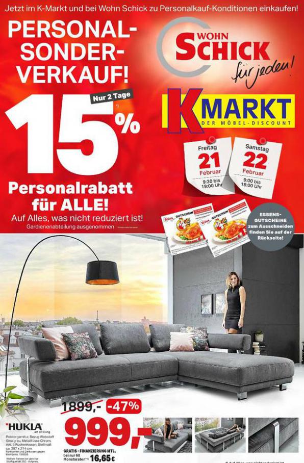 Personal-Sonder-Verkauf! . Wohn Schick (2020-02-26-2020-02-26)
