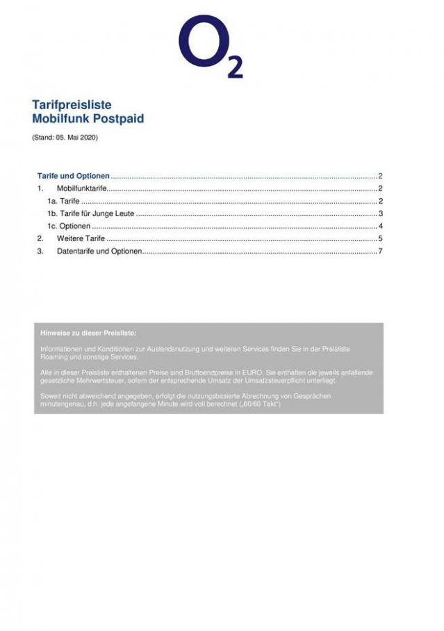 Preisliste Mobilfunk Postpaid Download Data . O2 (2020-06-05-2020-06-05)