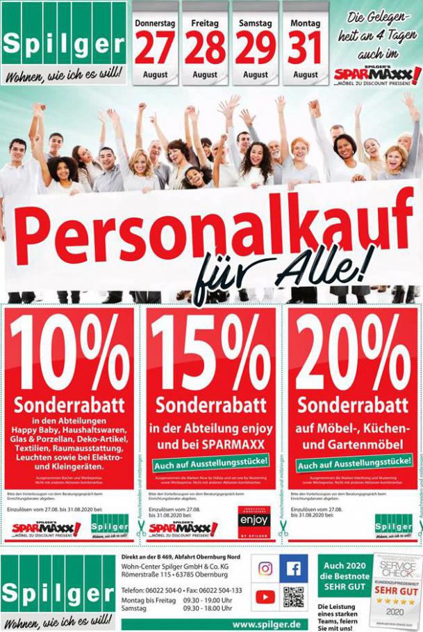 Personalkauf für Alle! . Spilgers Sparmaxx (2020-08-31-2020-08-31)