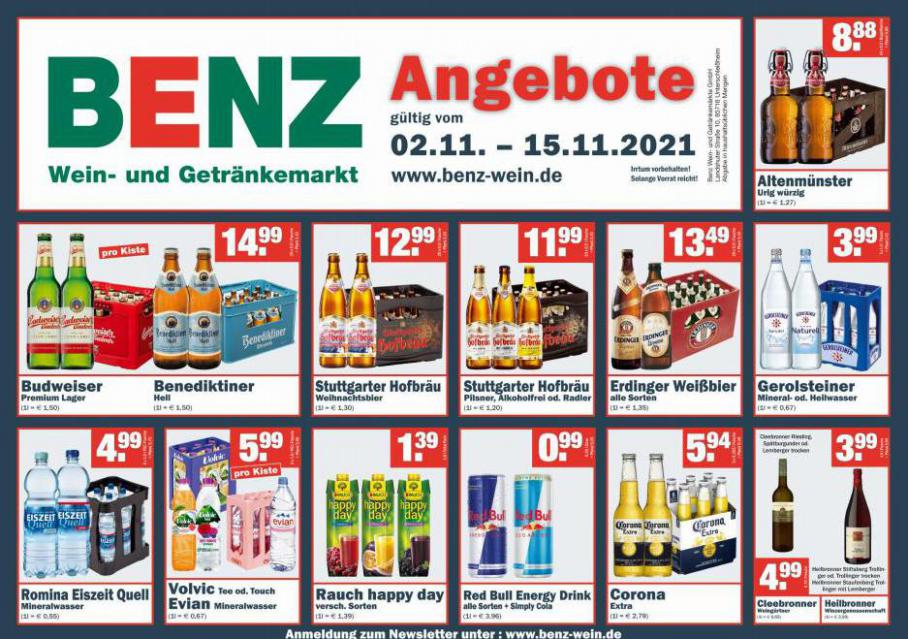 Aktuelle Angebote. Benz Getränke (2021-11-15-2021-11-15)