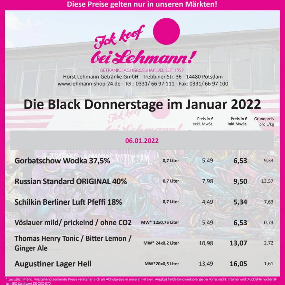 Die Black Donnerstage im Januar 2022. Getränke Lehmann (2022-01-31-2022-01-31)