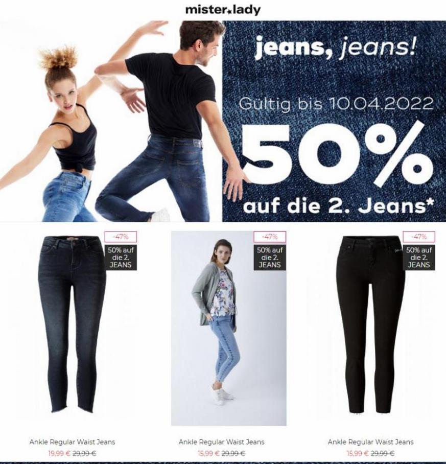 -50% auf die 2. Jeans. Mister Lady (2022-04-10-2022-04-10)