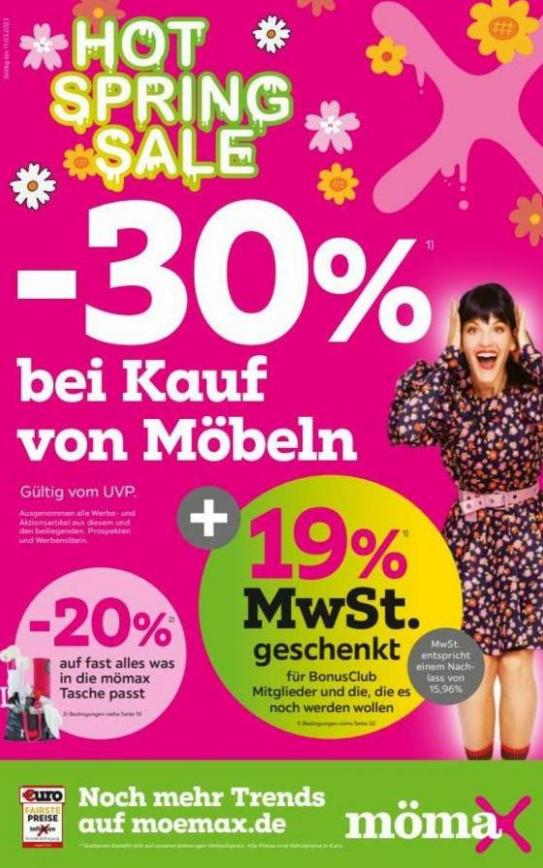 30% bei Kauf von Möbeln. Mömax (2023-03-11-2023-03-11)